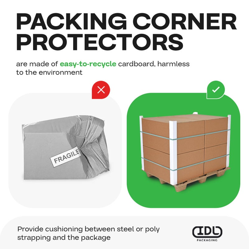 IDL Packaging Cardboard Edge Protector 2" x 2" x 12", Pack of 50 â€“ White Kraft Cardboard Corner Protectors for Shipping â€“ V-Board Reinforced Pallet Edge Protector â€“ Eliminates Shifting of Packaging - Image 3